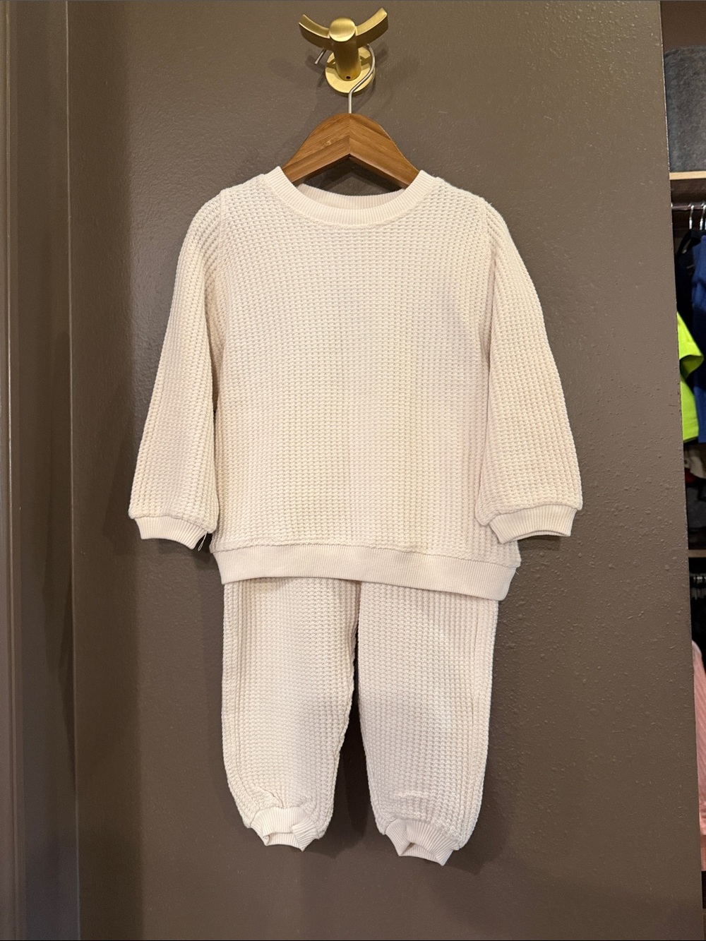 Zara Cream Waffle Knit Kids Matching Set